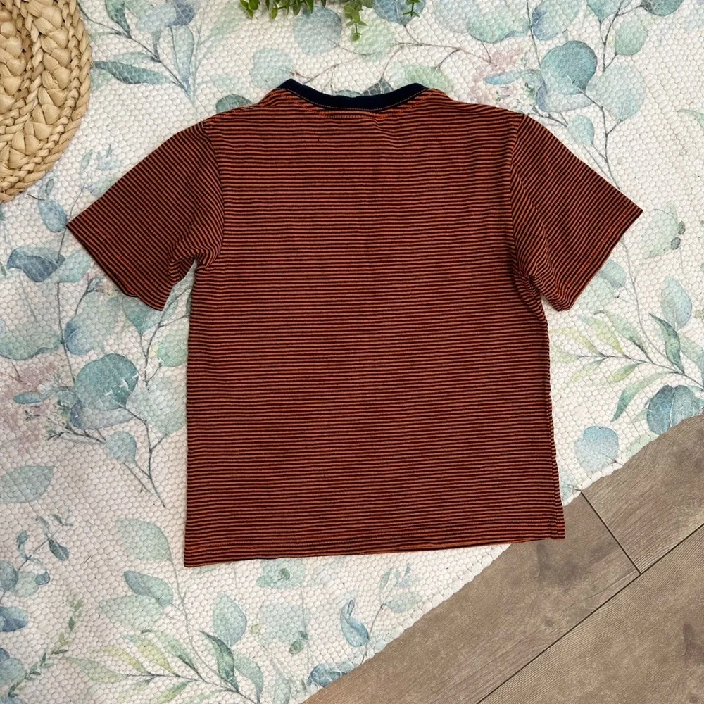 Rare Vintage Polo Ralph Lauren Little Boys Orange and Navy Striped Tee Size 5